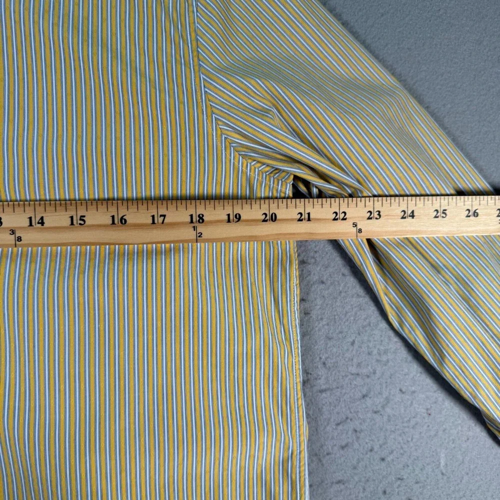 Banana Republic Pearl‎ Snap Shirt Mens Medium Slim Fit Yellow Stripes Comfort